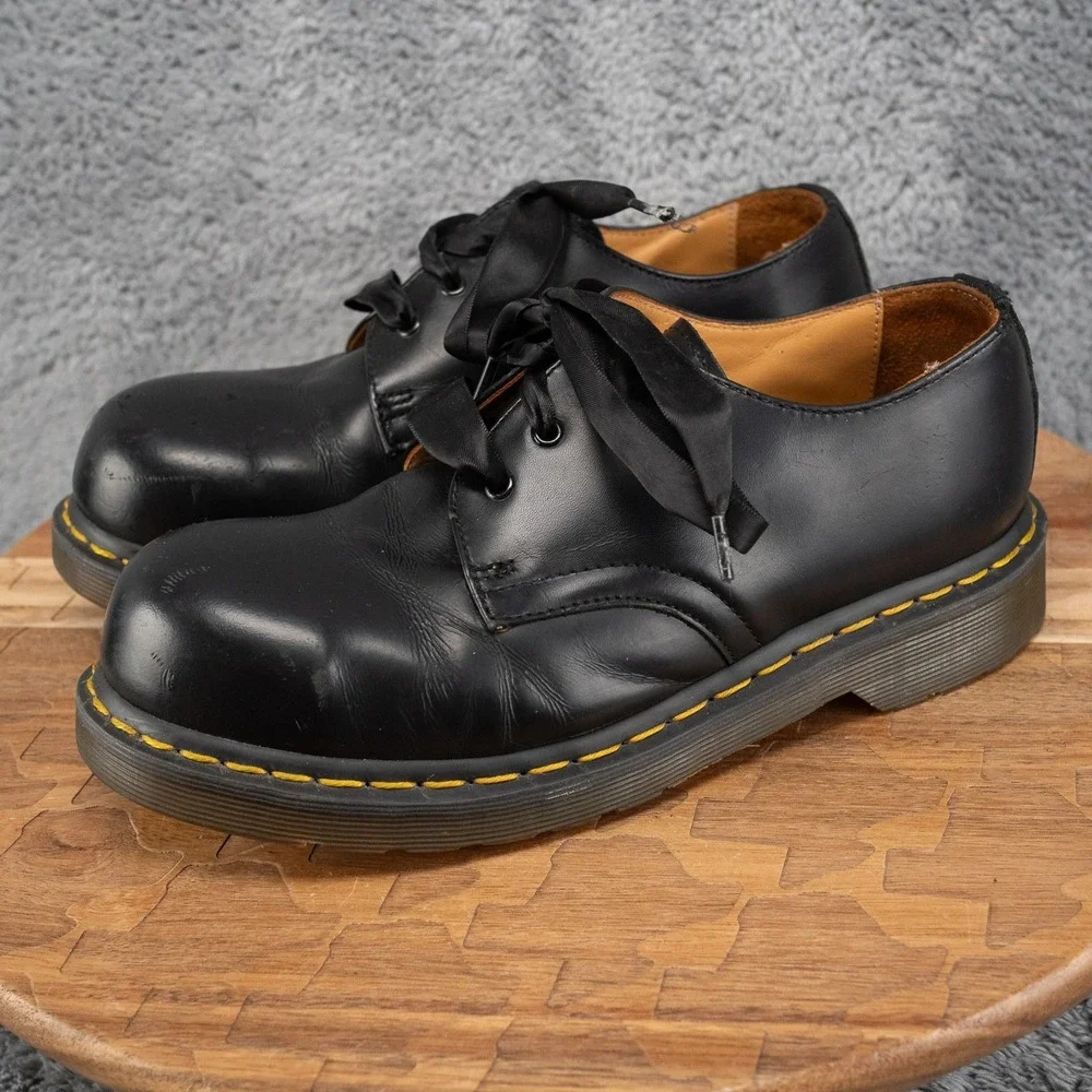 Dr. Martens 1925 Steel Toe Oxford Mens Size 6 Black Good Leather 5400 PW